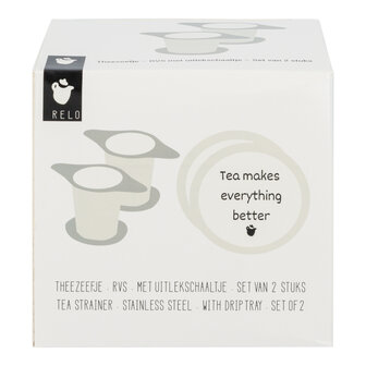 Theezeefje RVS met uitlekschaaltje &ndash; Set van 2 stuks