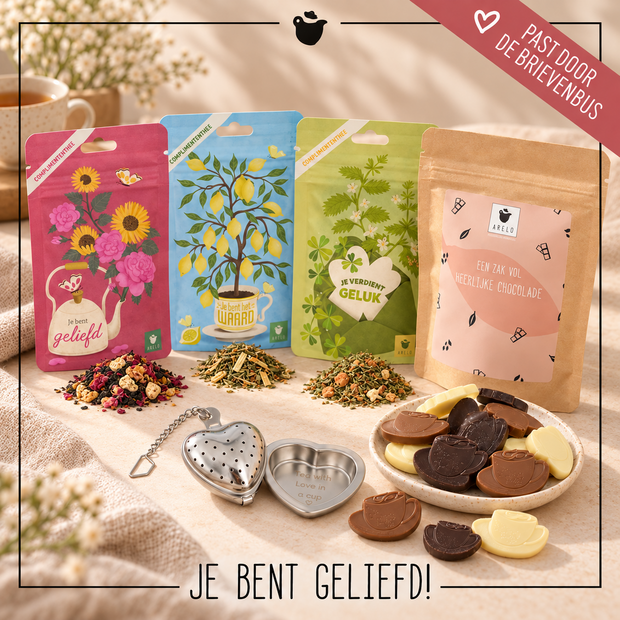 Je bent geliefd thee en chocolade